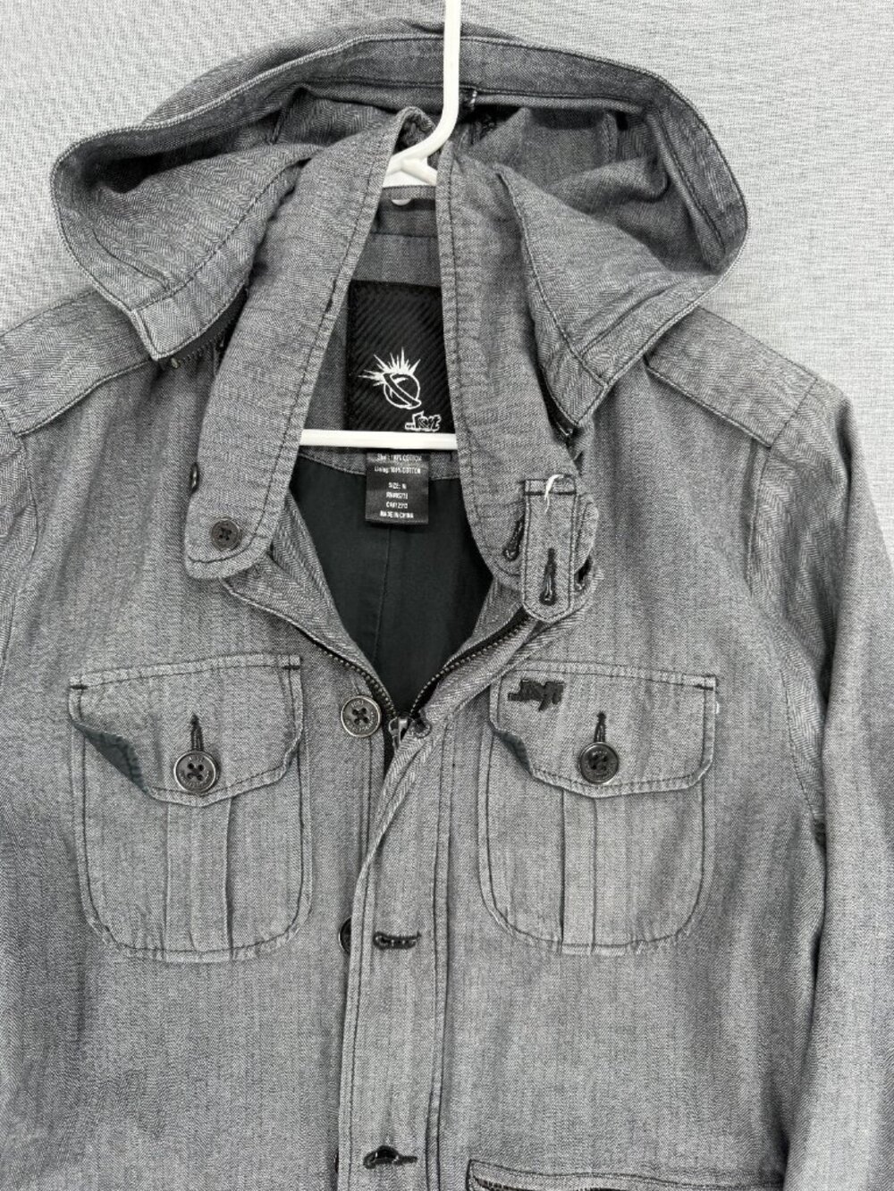 Lost Enterprises Military Jacket Mens M Full Zip Skate Hooded Utility Pockets